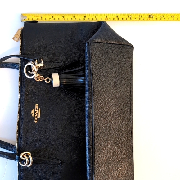 Coach Black Leather Tote with Gold Accents - Picture 15 of 16